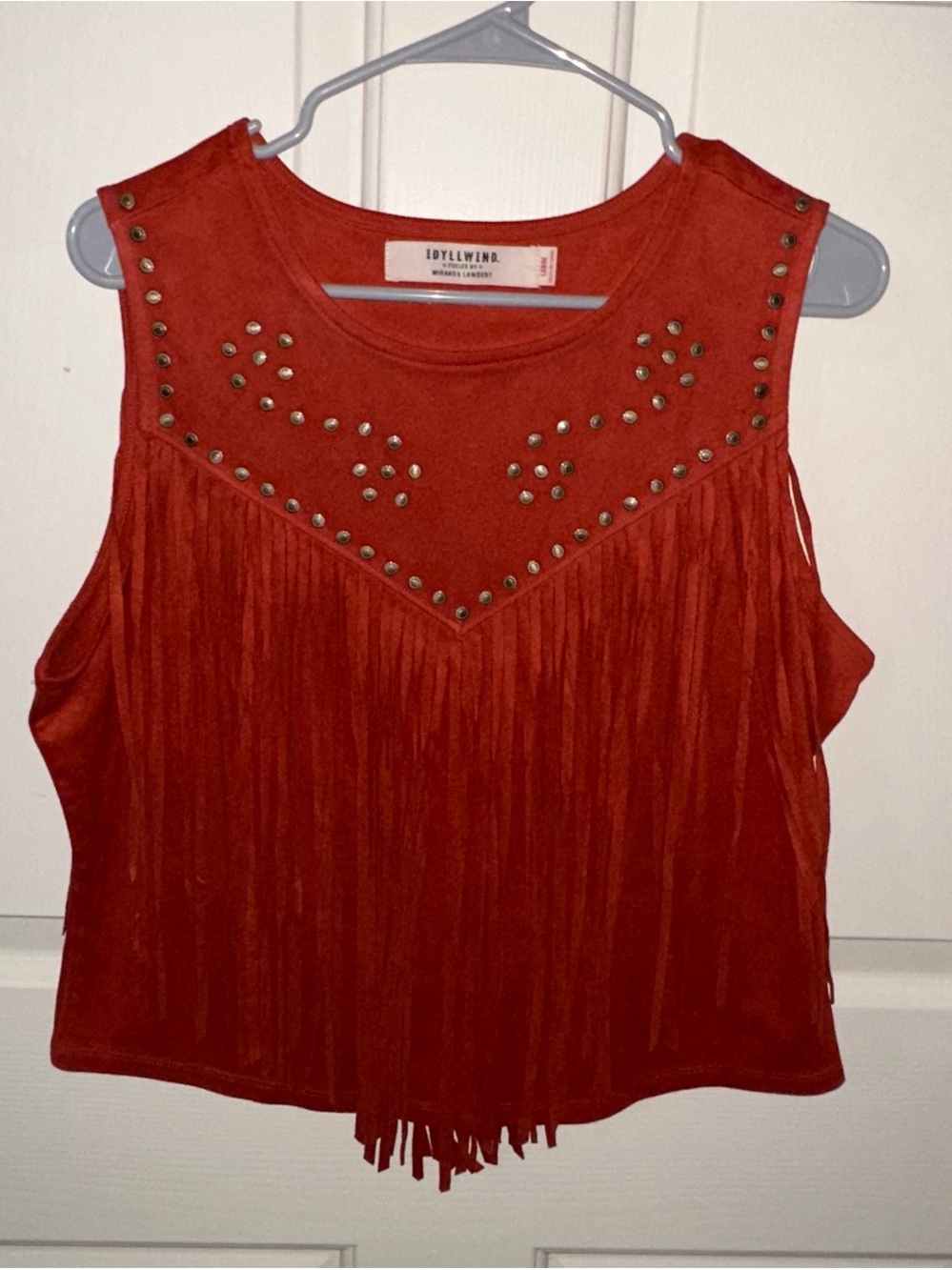 Idyllwind Rust Red Fringe Studded Tank Top